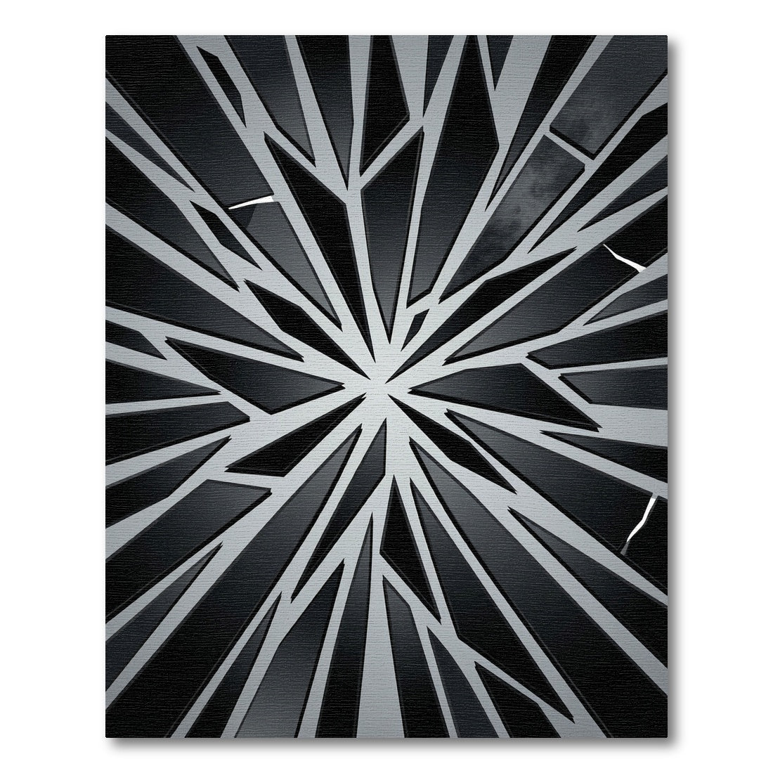 Modern Black and White Shattered Geometric Rug