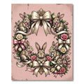 Elegant Pastel Pink Bunny Floral Wreath Rug