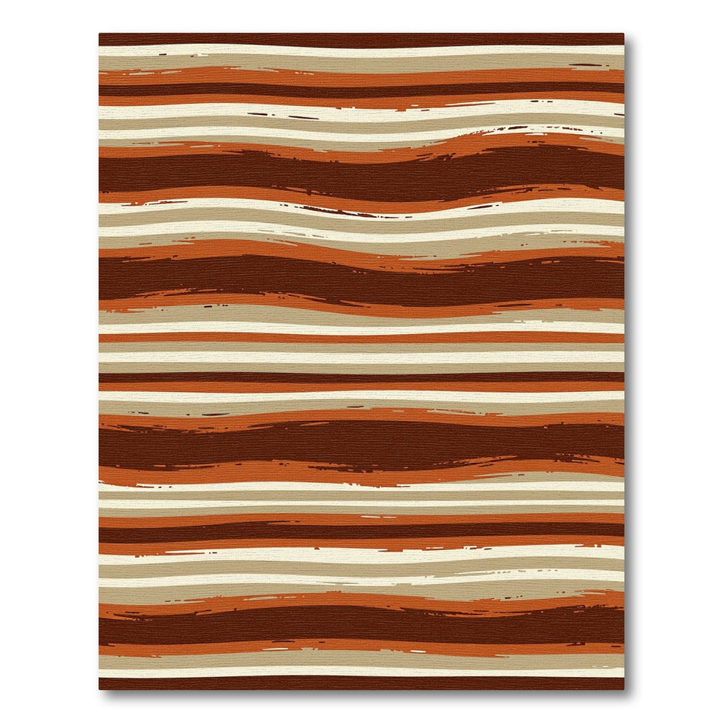 Earthy Tones Wavy Terracotta Striped Rug