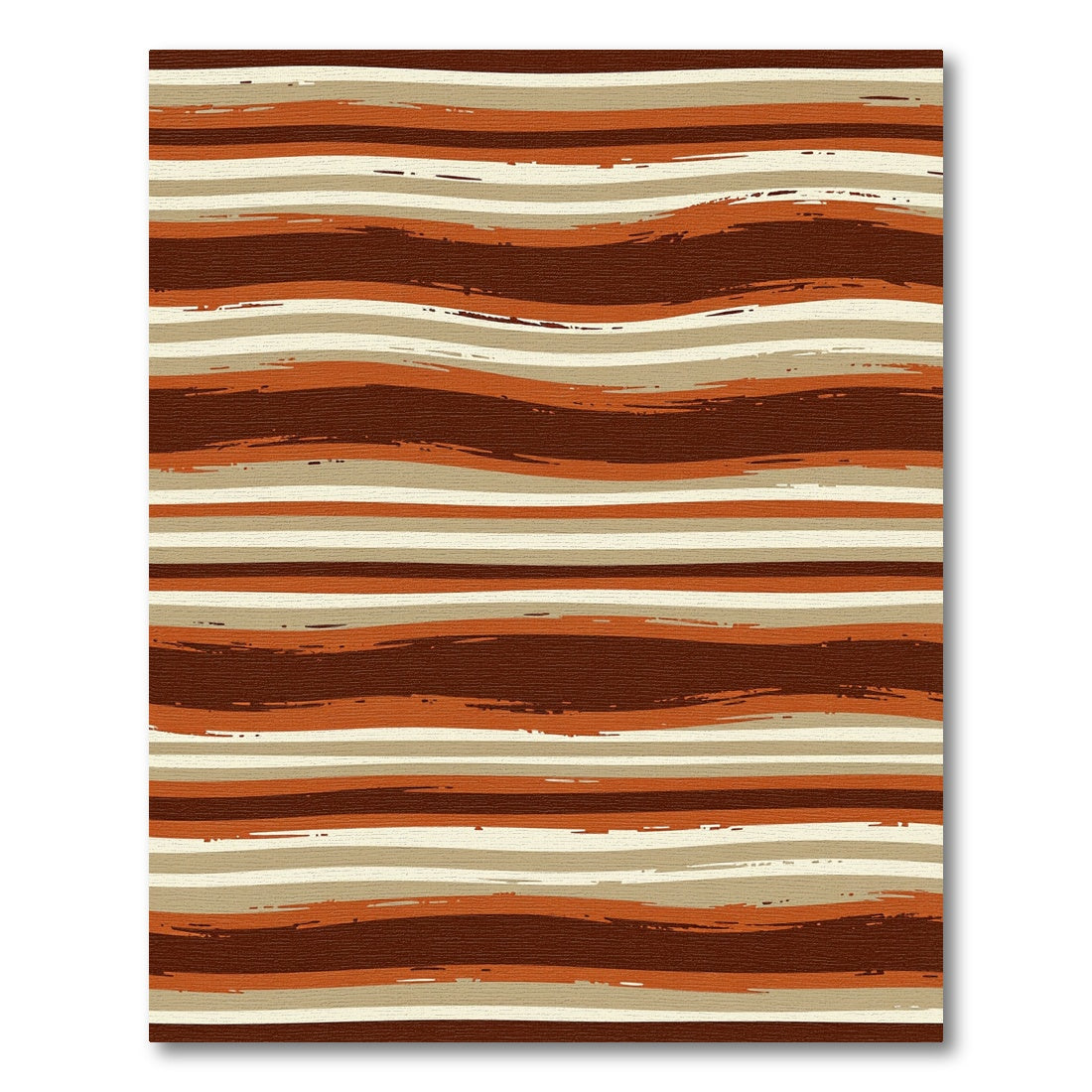 Earthy Tones Wavy Terracotta Striped Rug