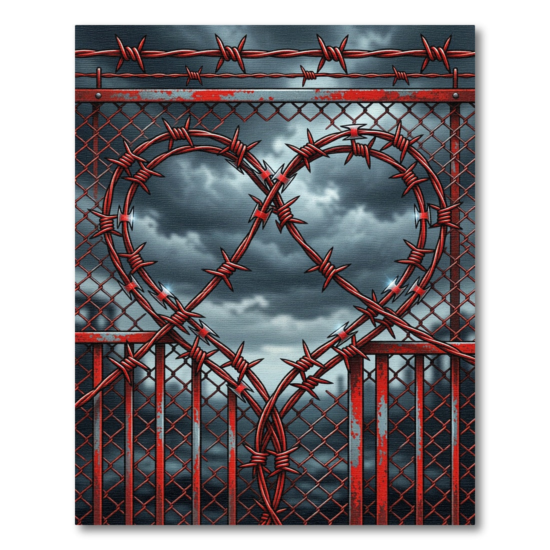 Crimson Heart Barbed Wire Fence Rug