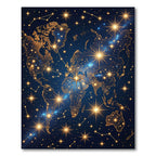 Celestial Gold Constellation World Map Rug