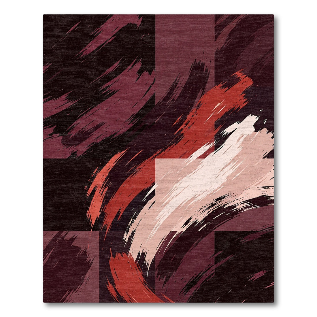 Abstract Crimson And Blush Brushstroke Rug