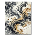 Ink Swirl Black Gold Abstract Flow Rug