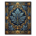 Elegant Blue Acanthus Leaf Gold Filigree Rug