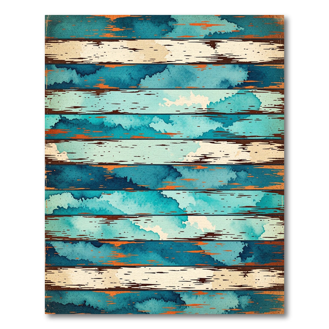 Distressed Blue Aqua Weathered Wood Rug