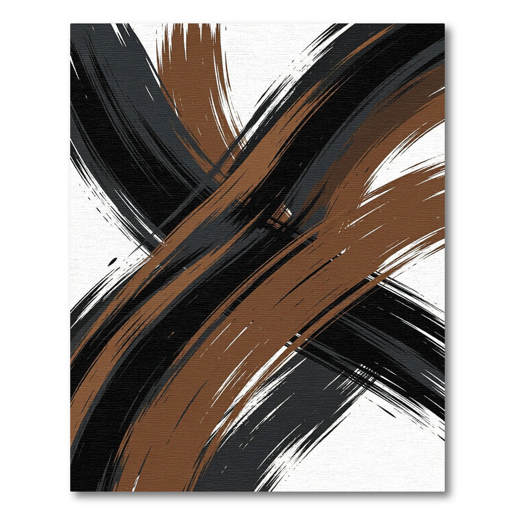 Earthy Brown and Black Abstract Swirl Rug