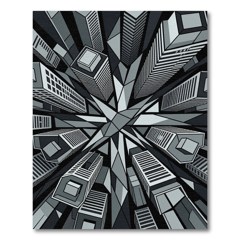 Monochrome Abstract Skyscraper Geometric Cityscape Rug