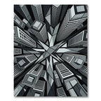 Monochrome Abstract Skyscraper Geometric Cityscape Rug