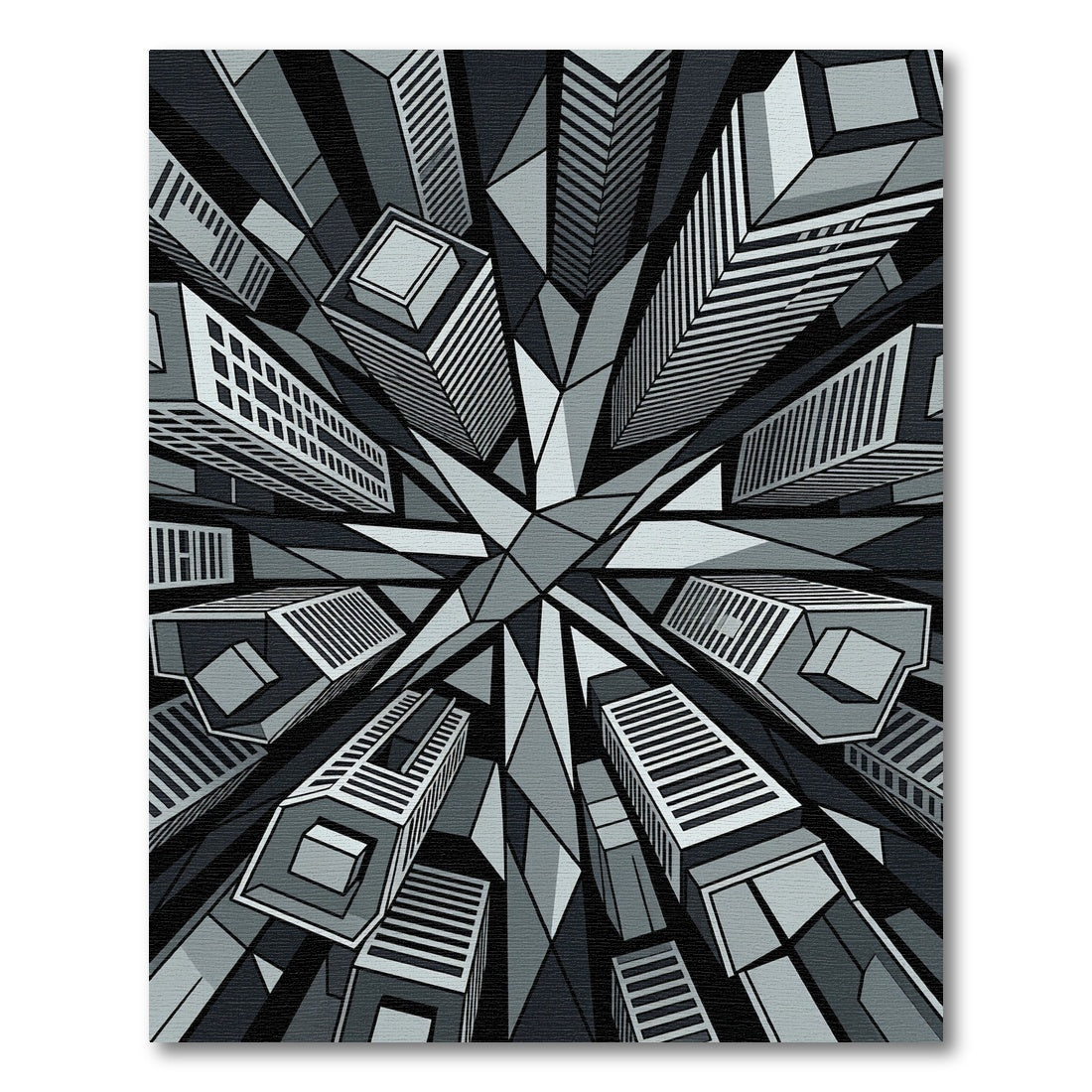 Monochrome Abstract Skyscraper Geometric Cityscape Rug