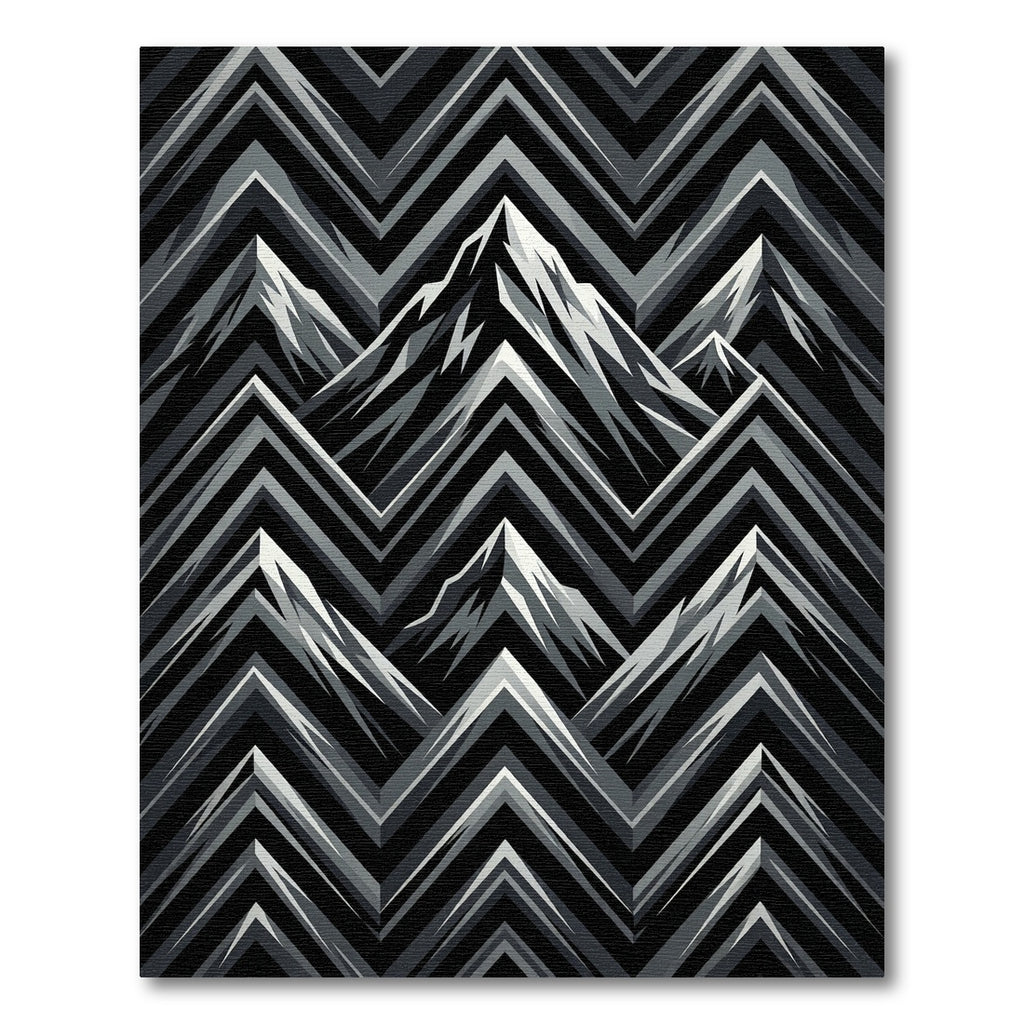 Monochrome Mountainous Chevron Composition Rug
