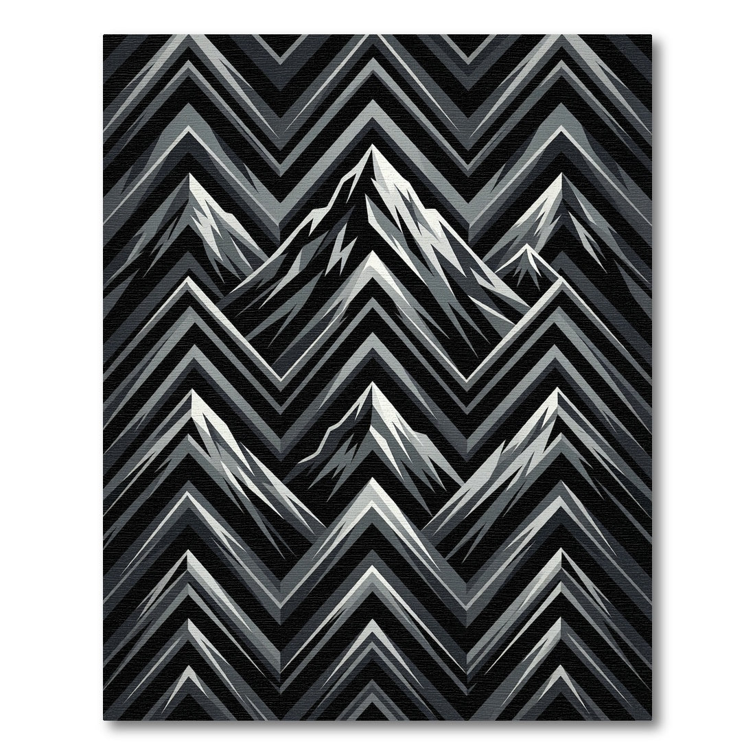 Monochrome Mountainous Chevron Composition Rug