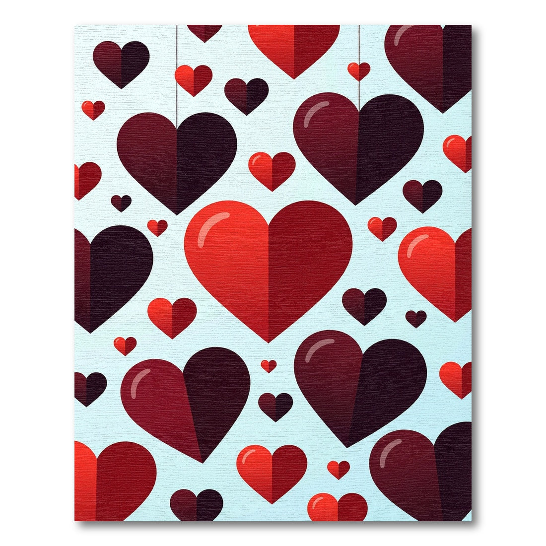 Modern Floating Crimson Hearts Illustration Rug