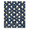 Geometric Navy and Gold Lattice Rug