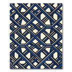 Geometric Navy and Gold Lattice Rug