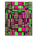 Neon Magenta and Lime Geometric Grid Rug