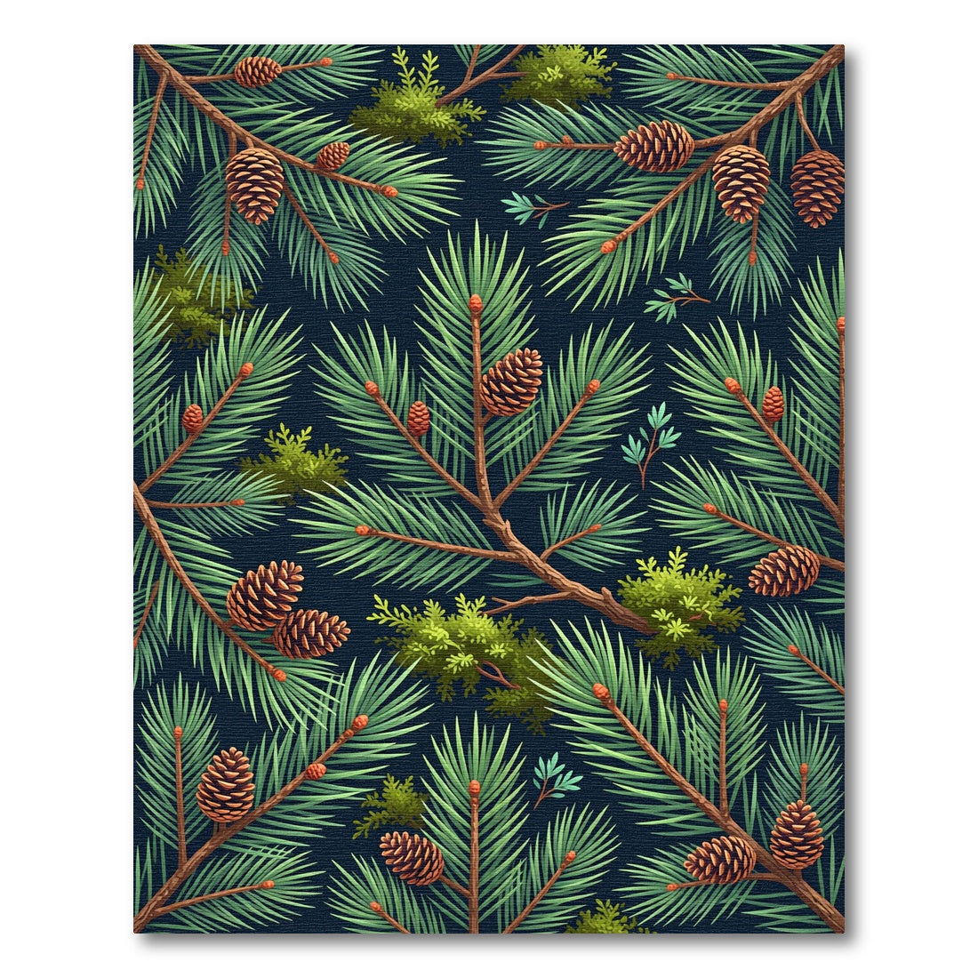 Evergreen Pine Forest Botanical Art Rug