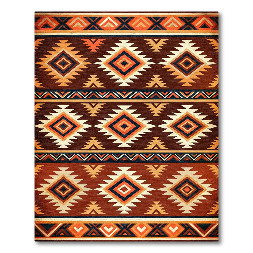 Rustic Terracotta Geometric Diamond Aztec Rug