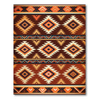 Rustic Terracotta Geometric Diamond Aztec Rug