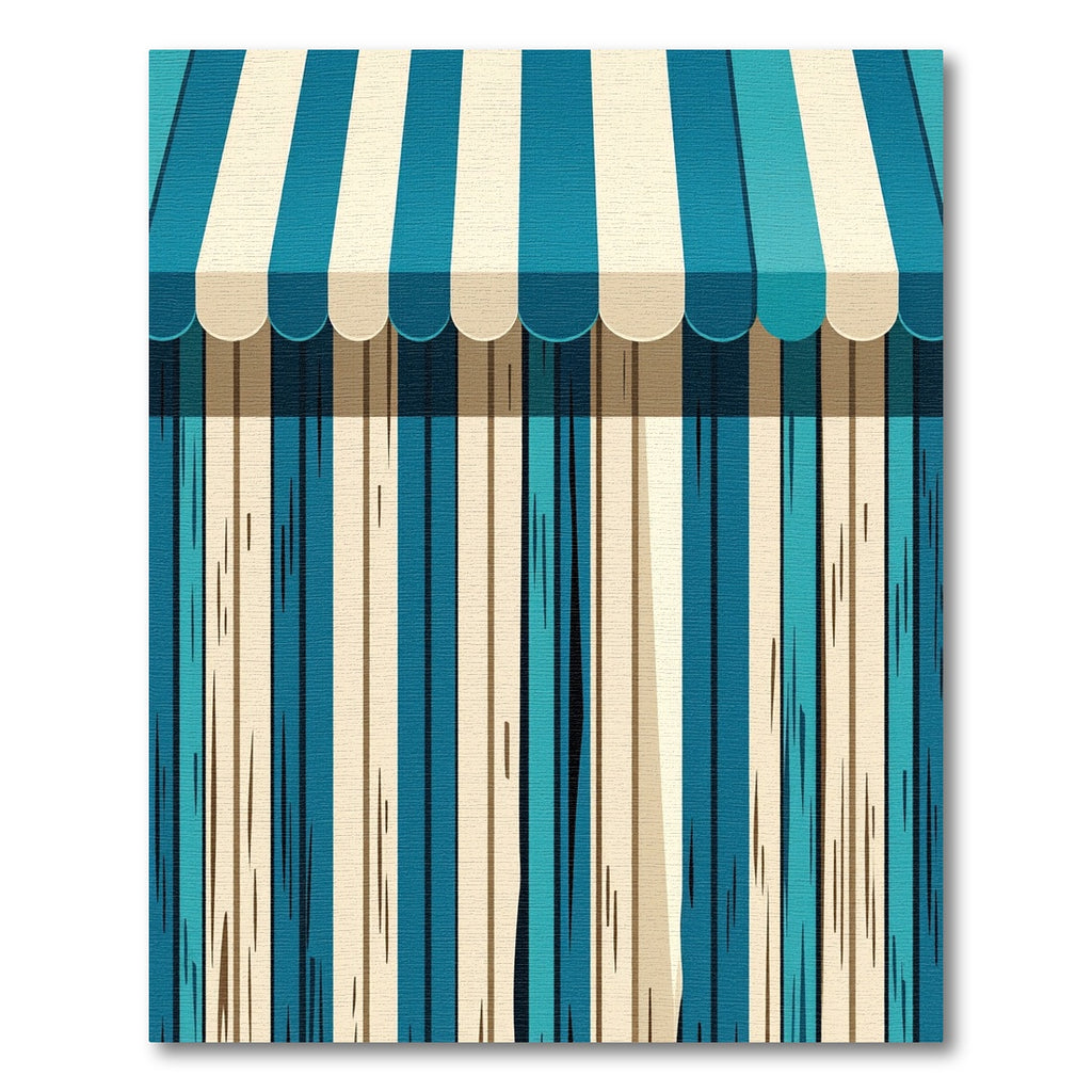 Coastal Blue Cream Striped Canvas Rug