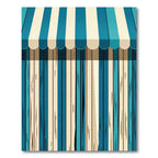 Coastal Blue Cream Striped Canvas Rug