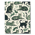 Sage Green Whimsical Tabby Cat Illustration Rug