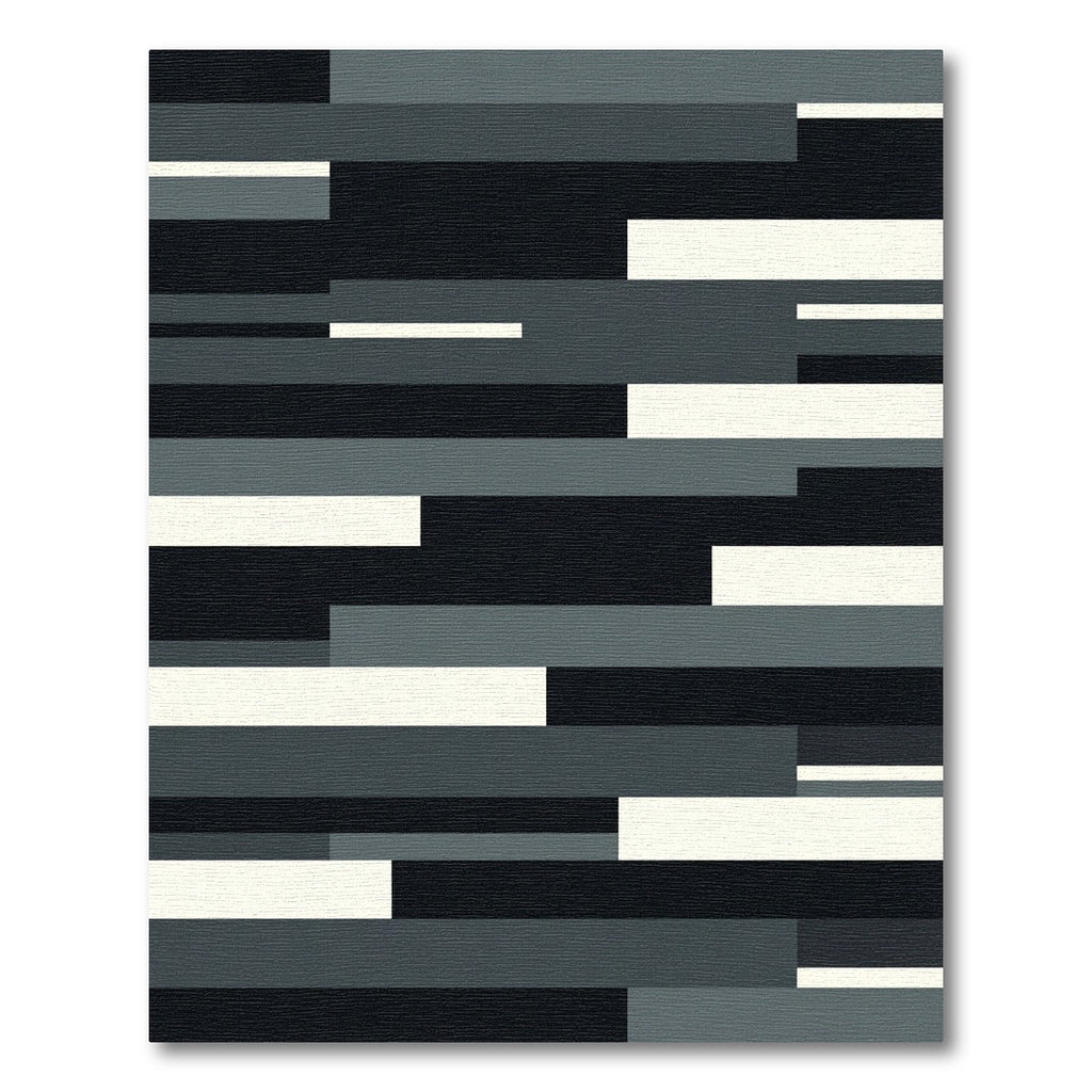 Modern Monochrome Abstract Layered Block Rug