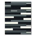Modern Monochrome Abstract Layered Block Rug