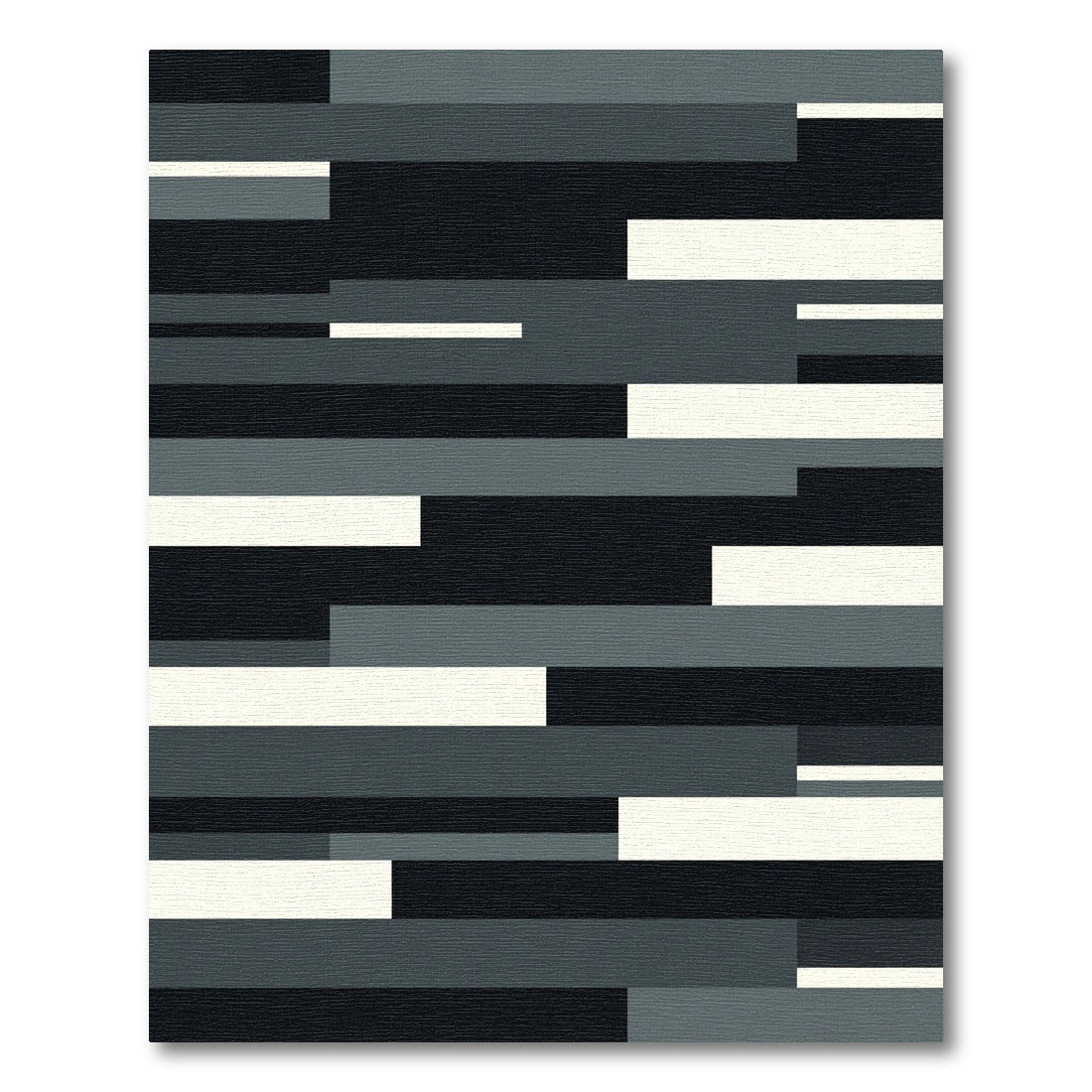 Modern Monochrome Abstract Layered Block Rug