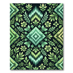 Green Floral Zigzag Ikat Rug