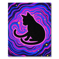 Cosmic Black Cat Swirl Stars Rug