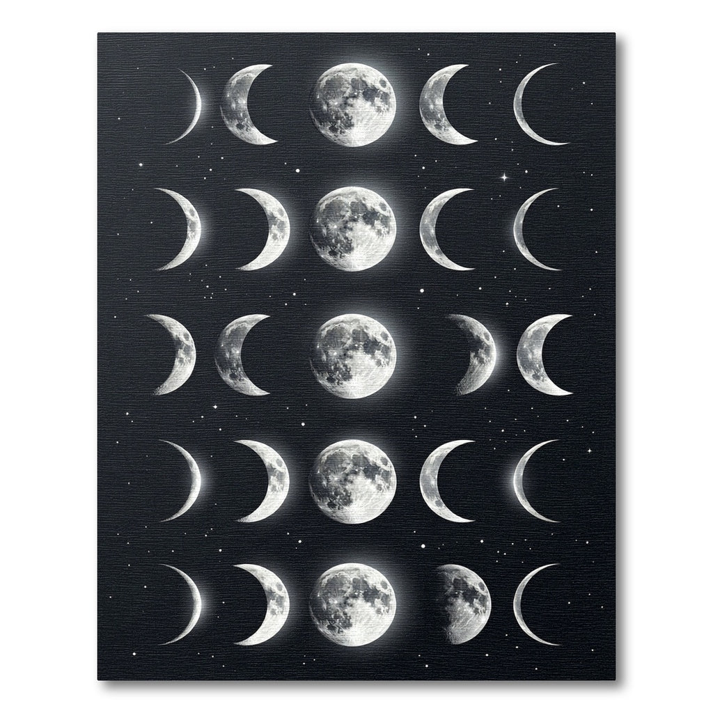 Celestial Monochrome Lunar Phase Art Rug
