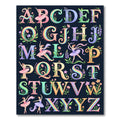 Whimsical Floral Ballerina Alphabet Rainbow Typography Rug