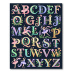 Whimsical Floral Ballerina Alphabet Rainbow Typography Rug
