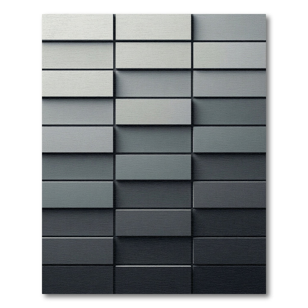 Modern Gray Stacked Brick Rectangle Rug