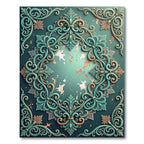 Elegant Teal Baroque Damask Scroll Rug