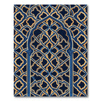 Navy and Gold Entwined Arch Geometry Rug