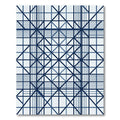 Deep Blue Geometric Grid Composition Rug