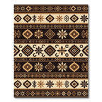 Earthy Brown Tribal Geometric Diamond Striped Rug