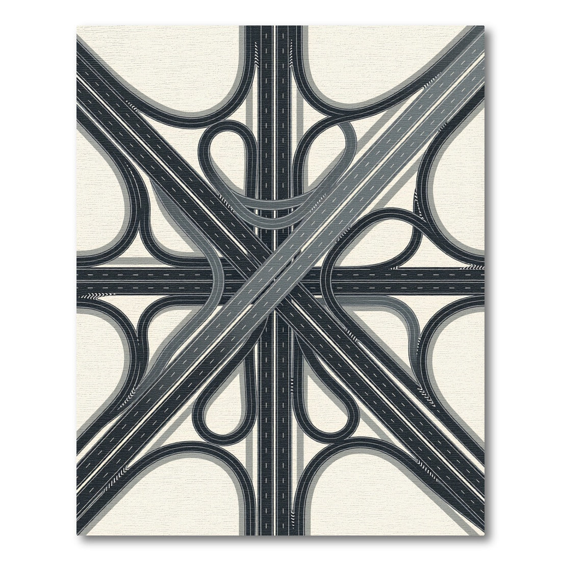 Modern Monochrome Abstract Highway Interchange Rug