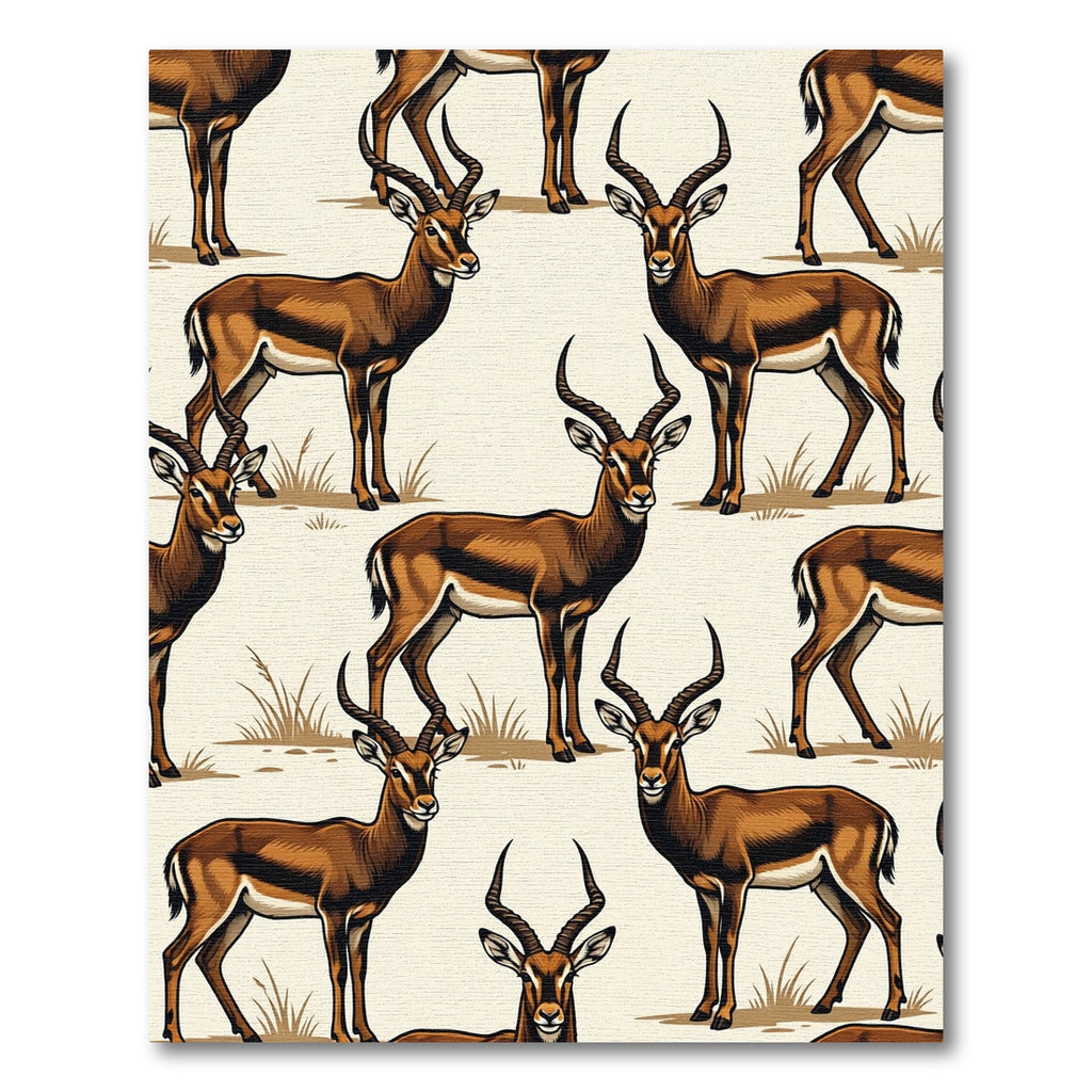 Earthy Brown Gazelle Wildlife Illustration Rug