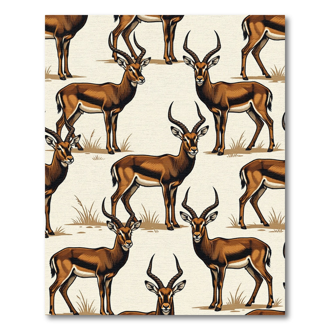 Earthy Brown Gazelle Wildlife Illustration Rug