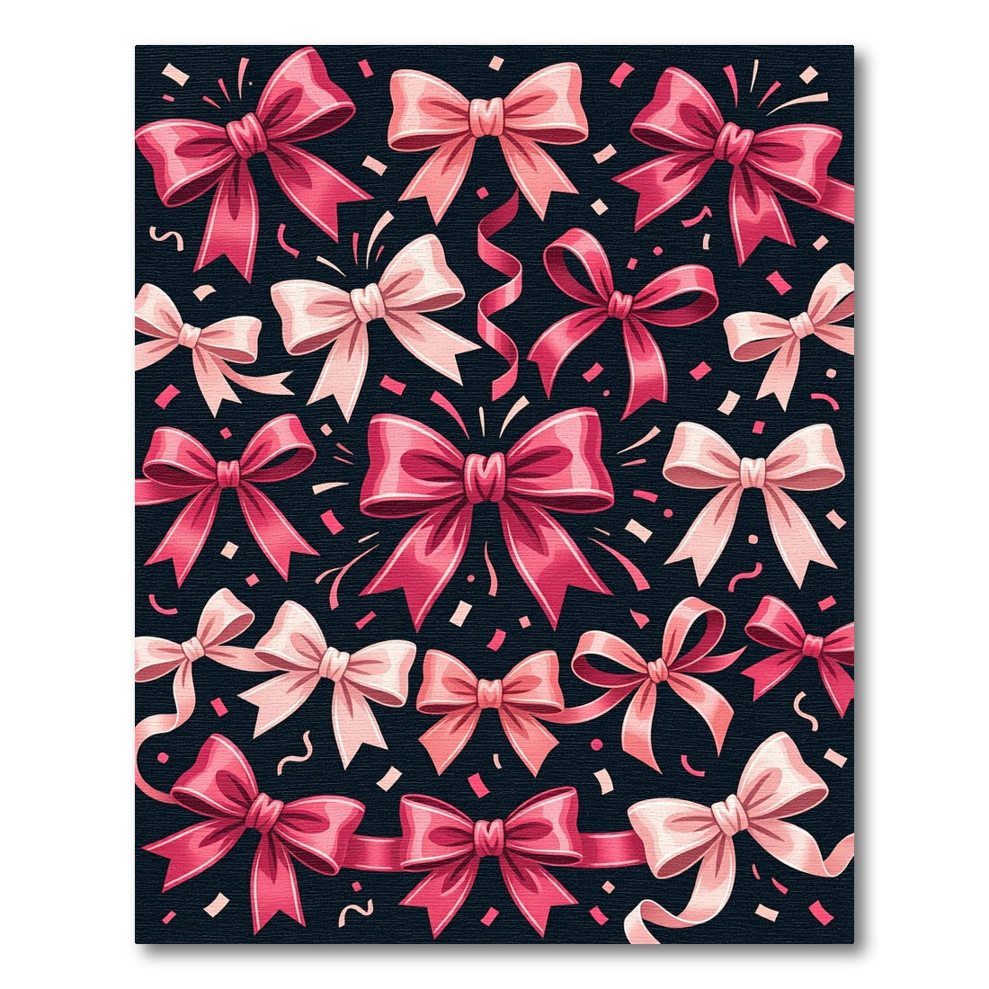 Playful Pink Bows on Black Rug