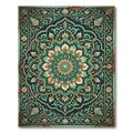 Emerald Green Floral Mandala Medallion Rug