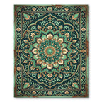 Emerald Green Floral Mandala Medallion Rug