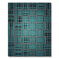 Teal Grid Geometric Weave Rug