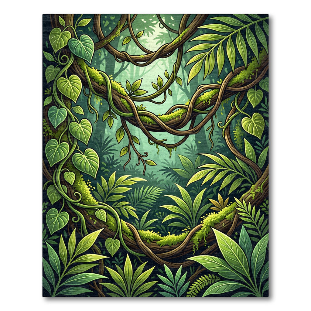 Lush Green Tropical Foliage Jungle View Rug