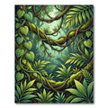 Lush Green Tropical Foliage Jungle View Rug
