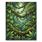 Lush Green Tropical Foliage Jungle View Rug