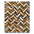Herringbone Wood Tonality Geometric Parquet Surface Rug